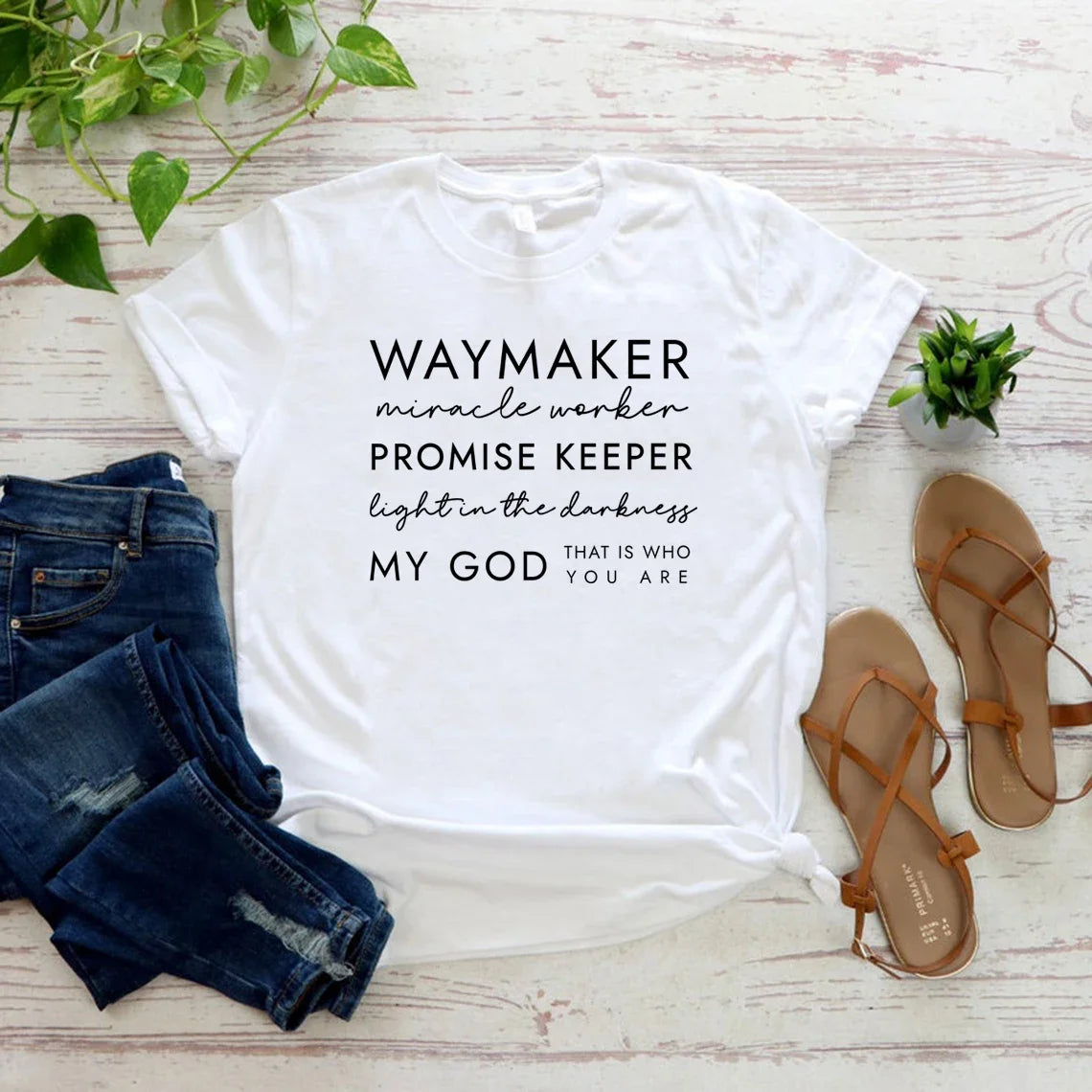 Waymaker T Shirt Christian Tee Faith Top Religious Jesus Tshirt Women's Short Sleeve Graphic T Shirts Casual Bible Verse Clothes