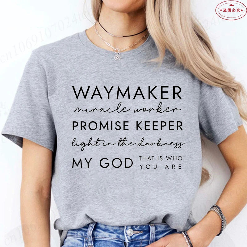Christian T-shirts Waymaker Clothes Religious Gifts Women Crewneck Tshirts Faith Clothes Christian Bible Verse Pullover Tees Top