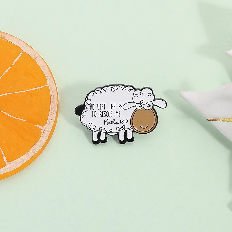 He Left the 99 to Rescue Me Enamel Pin Cute Sheep Lamb Christian Faith Jesus Scripture Religious Brooch Lapel Badge Jewelry Gift
