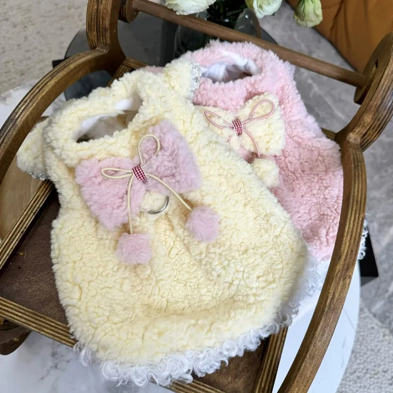 So Cute Dog Dress Pet Cotton Skirt for Teddy Dogs Winter Warmth Clothies Poodle Plush Thickened Cotton Coat Dog Stuff