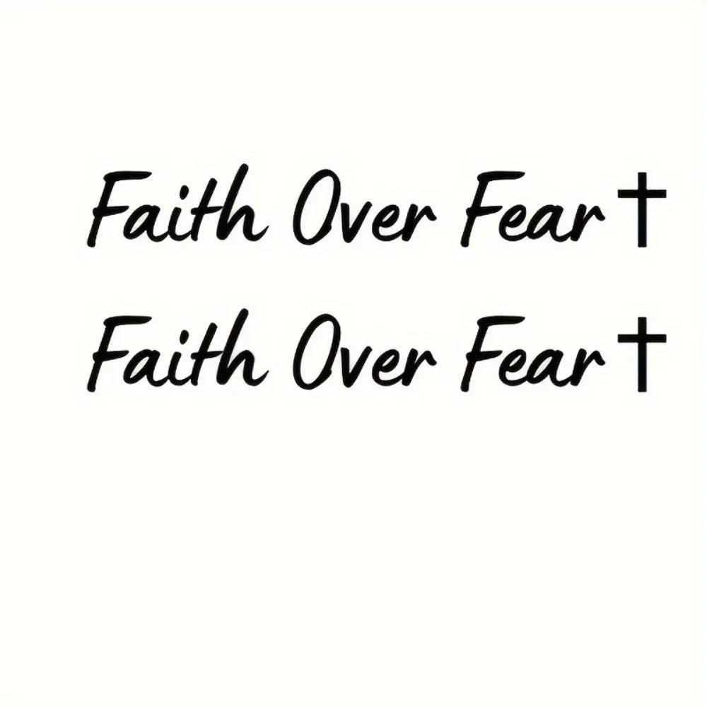 2PCS Faith Over Fear Car Stickers Waterproof for Rearview Mirror Windows Decor Durable Vinyl Decals Motorcycle Accessories