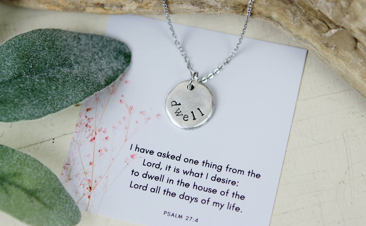 Dwell Hand Stamped Scripture Necklace