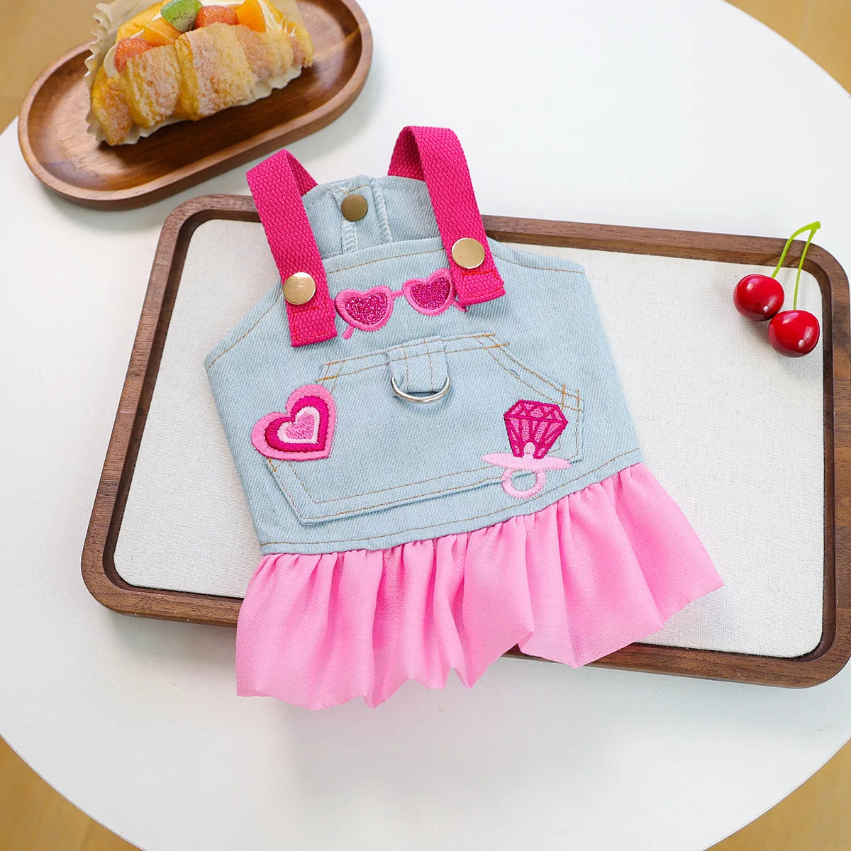 Pink Skirt For Dog Chihuahua Clothes Denim Vest Jumper Girl Female Pet Puppy Animal Autumn Outfit Harness Stuff Yorkshire Wear