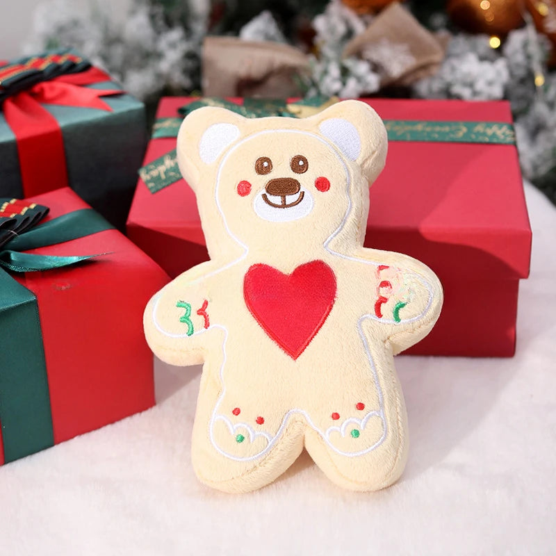 Pet Christmas Plush Sound Toy Thorn Bear Snowman Christmas Tree Toy Puppy Dog Stuff Products Toys for Small Dogs Accessories
