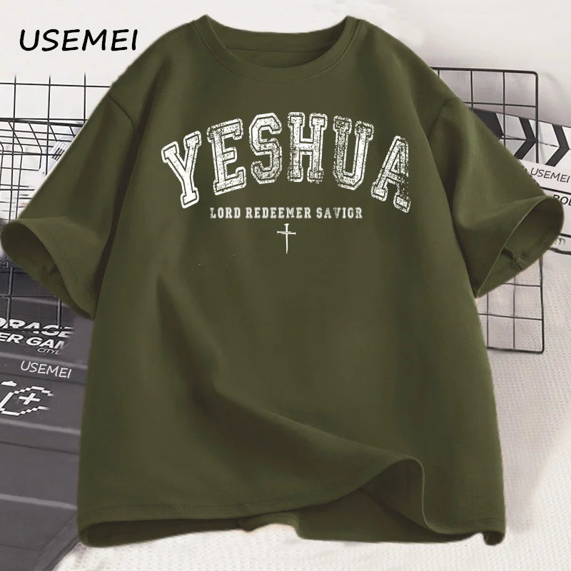 Vintage Yeshua Tshirt Christian Yeshua T Shirt Religious Aesthetic Faith Clothing Jesus Bible Verse T-shirt Men Women Clothing