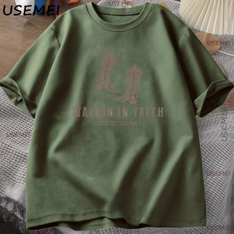 Christian Western Minimalist T Shirt Christian Tee Faith Based Printed T-shirt Casual Men Women Cotton Short Sleeve Clothes Tops