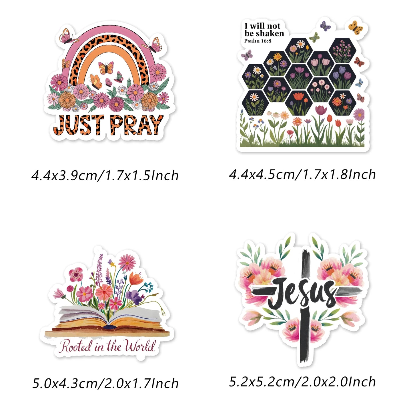 50PCS Jesus Phrase Graffiti Stickers Faith Stickers Positive Energy for Laptop Scrapbook Luggage Car Motorcycle Phone Decor