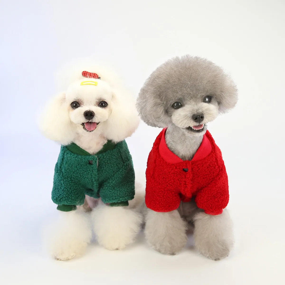 Pet Halloween Costumes Maltese Thickened Fleece Winter Dog Stuff Puppy Warm-Up Hoodies with Snap Fasteners