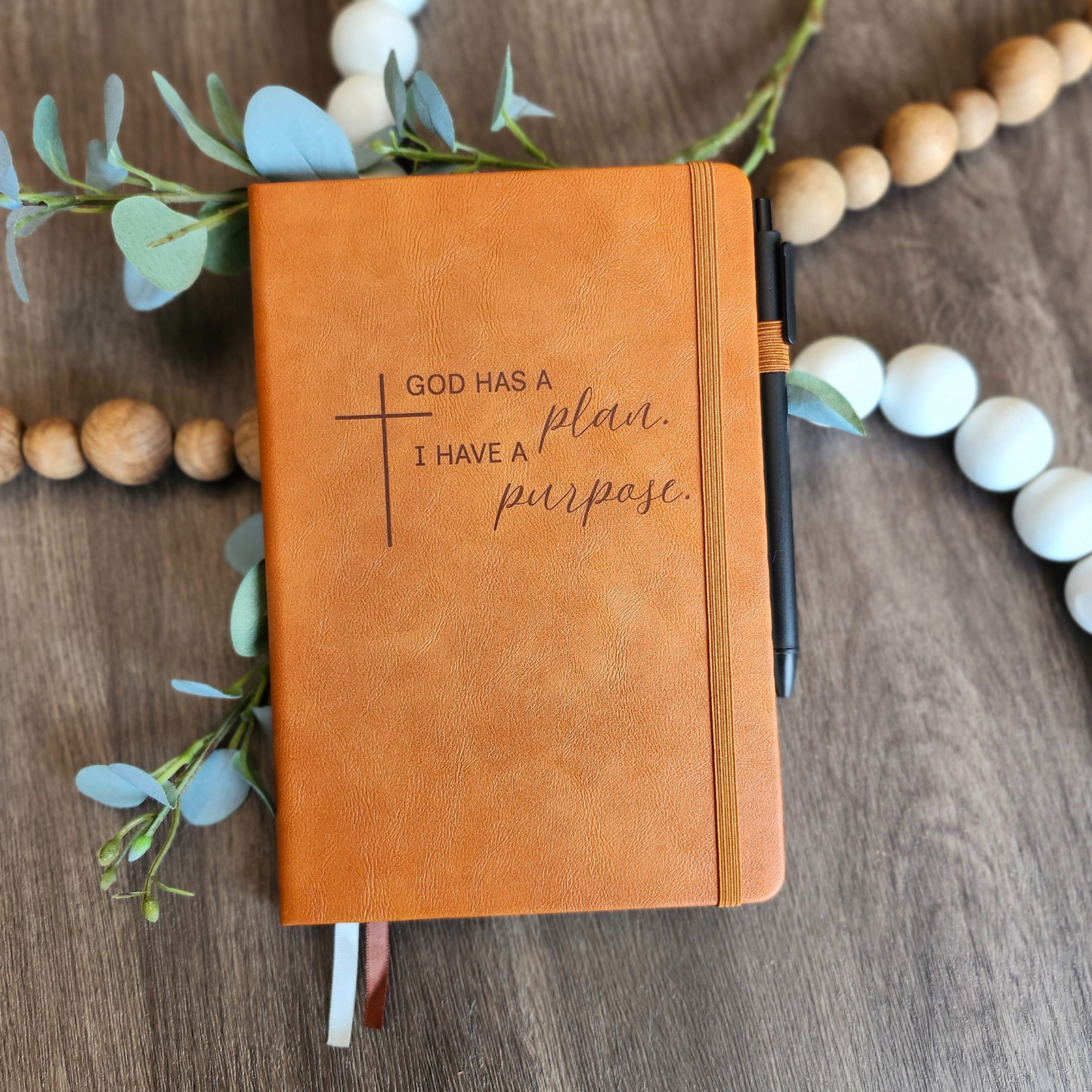Engraved Leather Christian Journal: God has a Plan