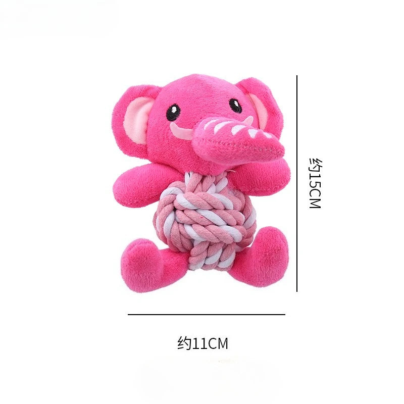 Dog Enrichment Toy Cute Animal Rope Dog Toy Plush Puppy Chew Pet Squeak Toy Cartoon Interactive Games For Dogs Stuff For Dogs