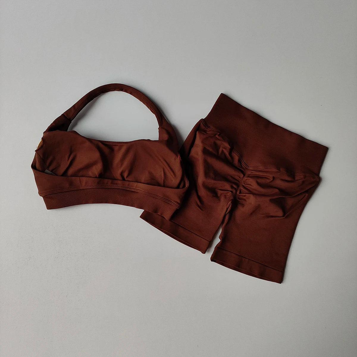 2 Pieces Yoga Suit for Women Seamless Fitness Gym Clothes Halter Sports Bra Matching Impact Shorts Workout Sets Gym Set Outfit