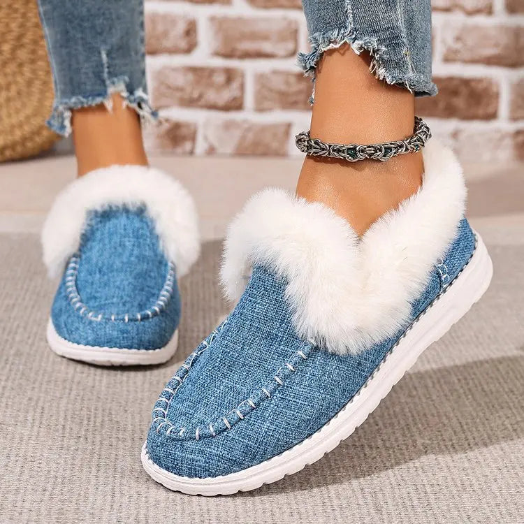2025 Women Casual Shoes Low Heel Platform Sneakers Women Thickened Fluff Shoes Winter Warm Faux Fur Lined shoes