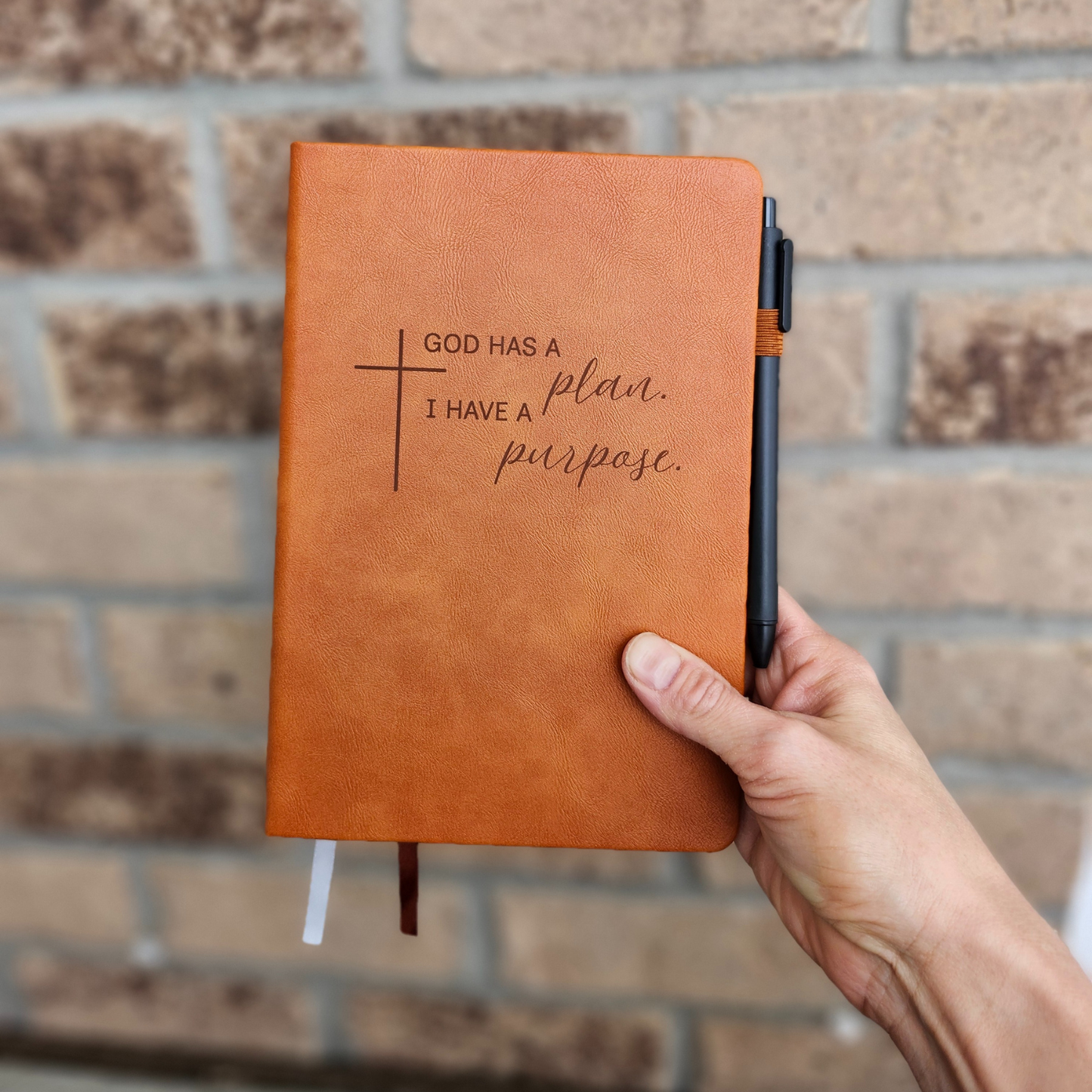 Engraved Leather Christian Journal: God has a Plan