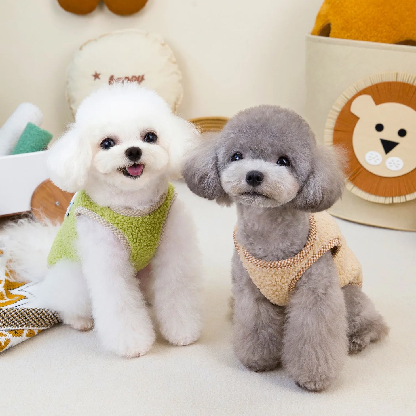 Pet Dog Snap-Button Jacket Autumn/Winter New Arrival Teddy Vest Bichon Frise Warm Shearling Vest Dog Stuff