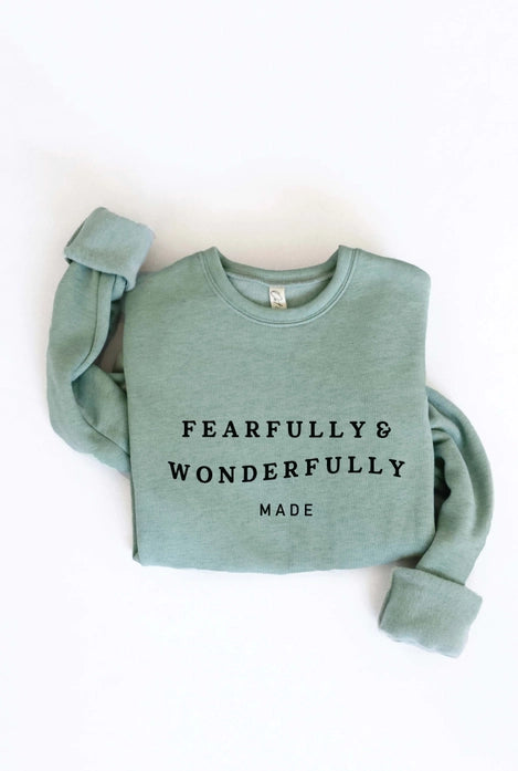 Fearfully and Wonderfully Made Sweatshirt - Dark Heather Sage