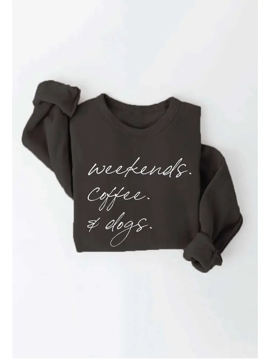 Weekends Coffee & Dogs Graphic Sweatshirt - Black
