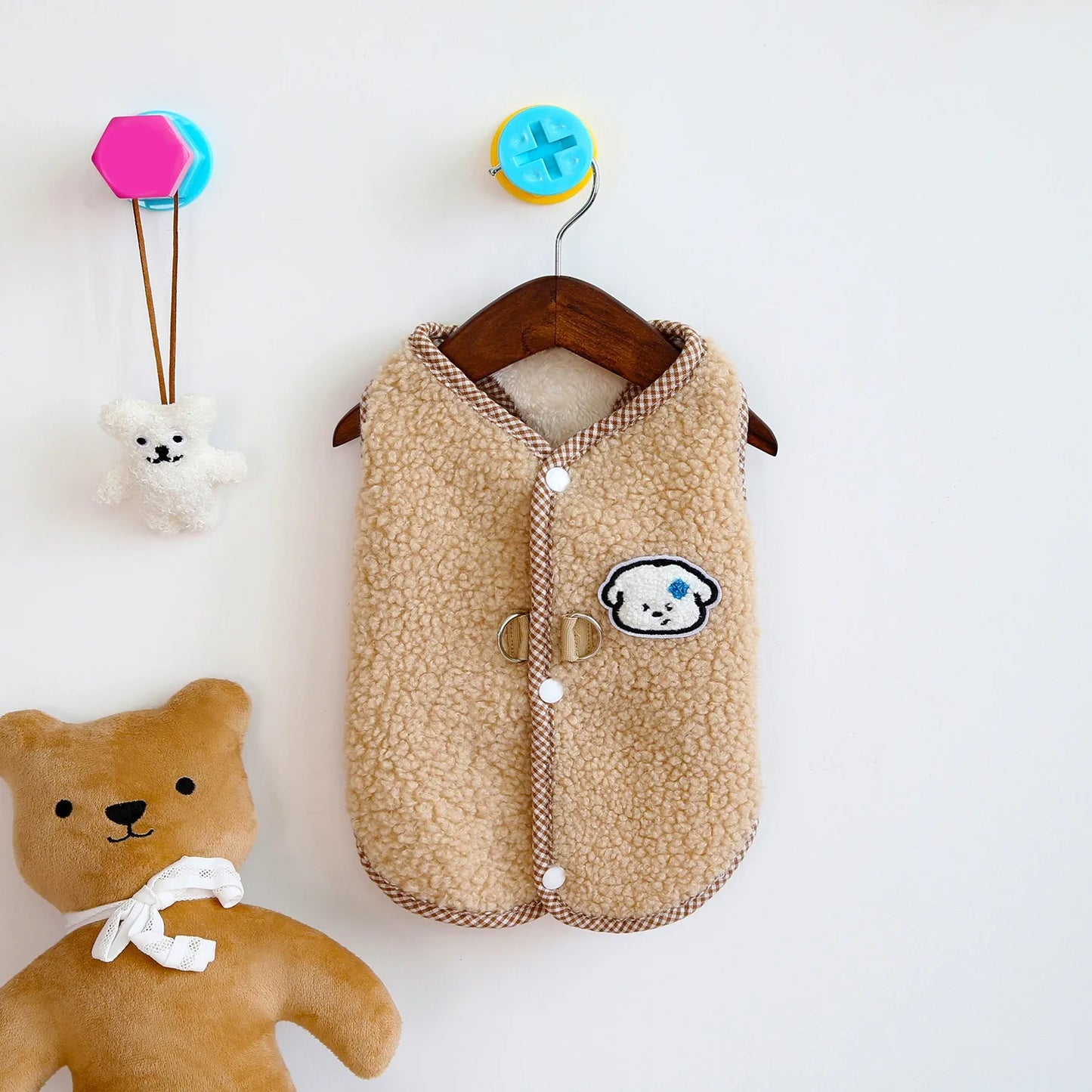 Pet Dog Snap-Button Jacket Autumn/Winter New Arrival Teddy Vest Bichon Frise Warm Shearling Vest Dog Stuff