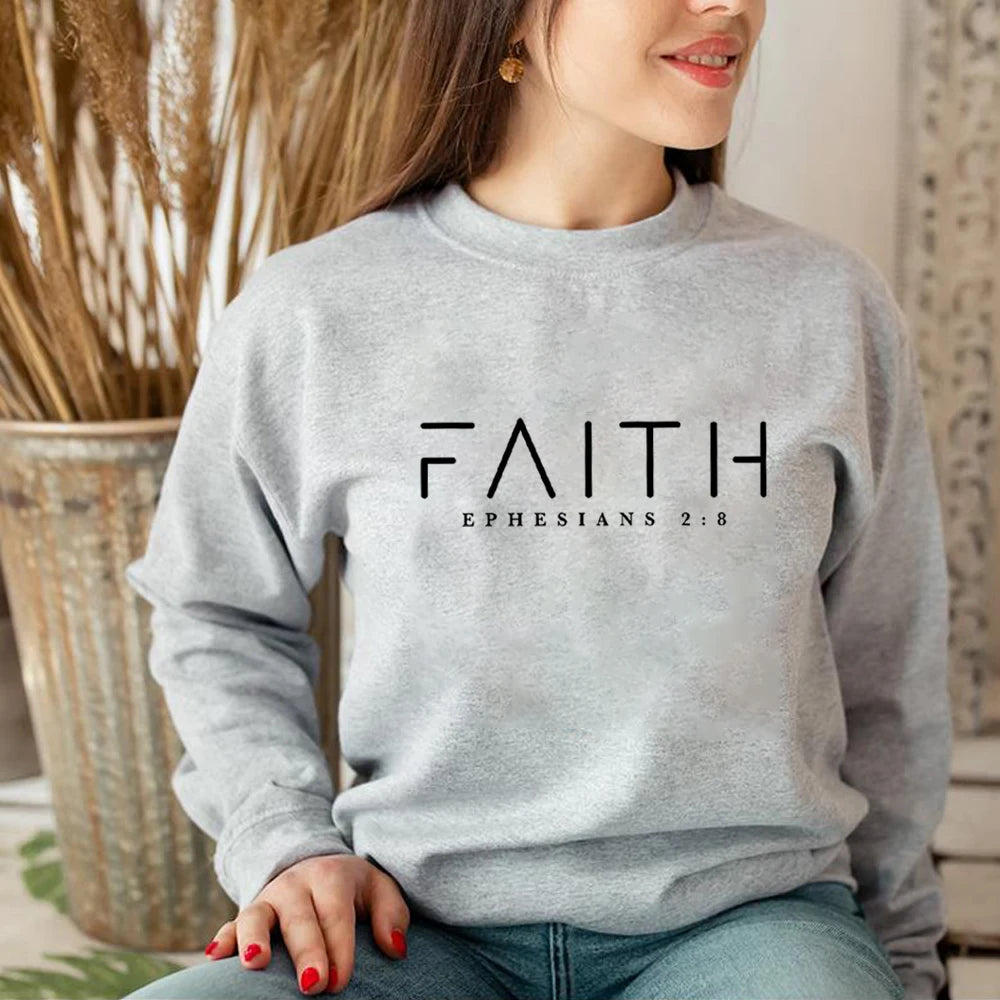 Trendy Faith Sweatshirt Bible Verse Shirt Christian Clothing Women Streetwear Sweater Hoodie Aesthetic Clothes