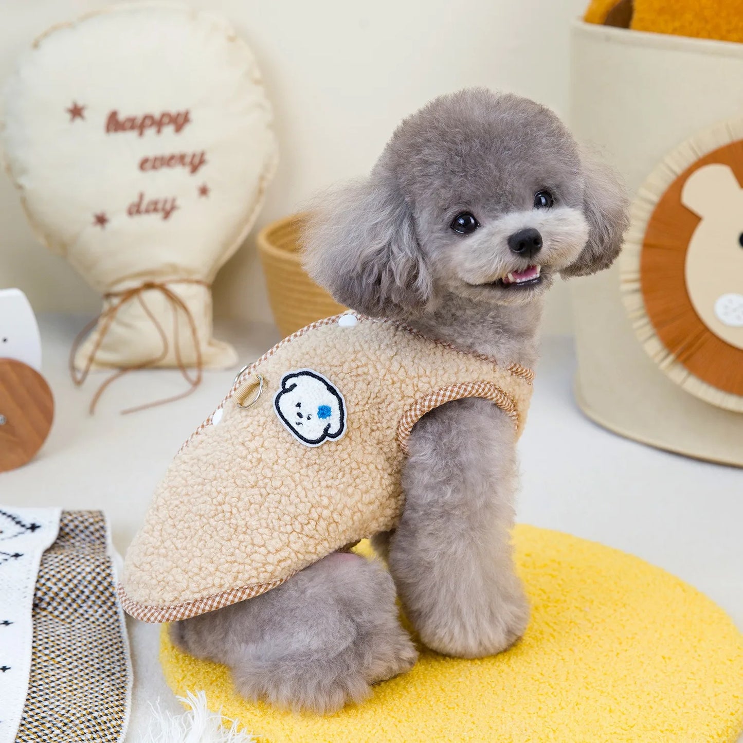 Pet Dog Snap-Button Jacket Autumn/Winter New Arrival Teddy Vest Bichon Frise Warm Shearling Vest Dog Stuff
