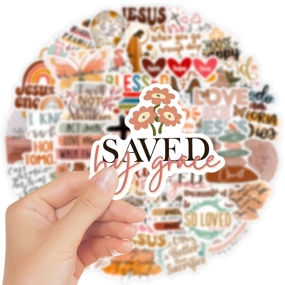 10/30/50pcs Jesus Phrase Graffiti Stickers Bible Faith Cross Words Decals Waterproof DIY Water Bottles Laptop Phone Stationery