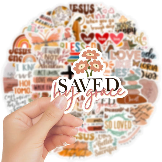 10/30/50pcs Jesus Phrase Graffiti Stickers Bible Faith Cross Words Decals Waterproof DIY Water Bottles Laptop Phone Stationery