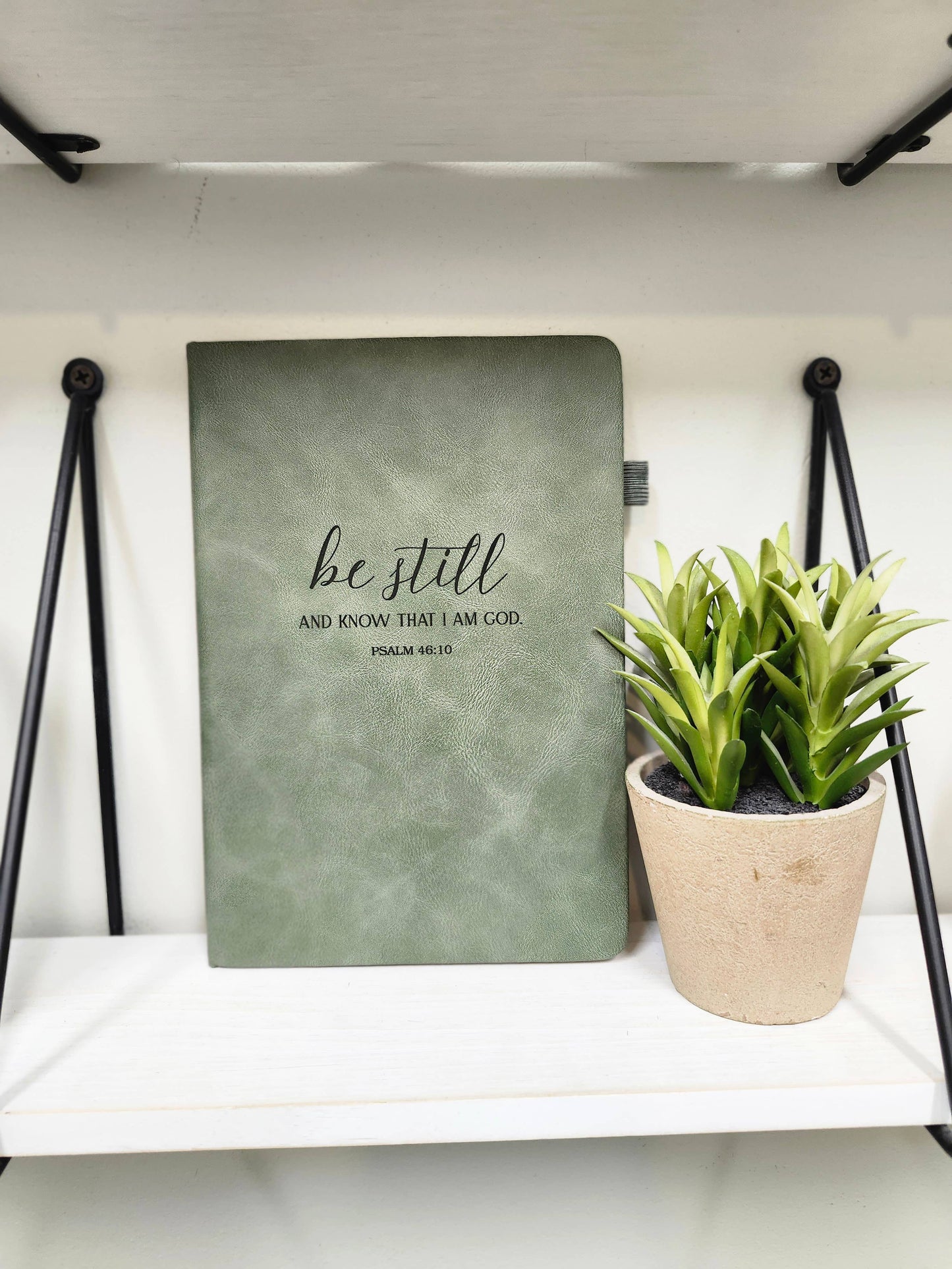 Engraved Leather Christian Journal: Be still and know (Soft Pink)