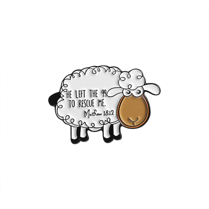 He Left the 99 to Rescue Me Enamel Pin Cute Sheep Lamb Christian Faith Jesus Scripture Religious Brooch Lapel Badge Jewelry Gift