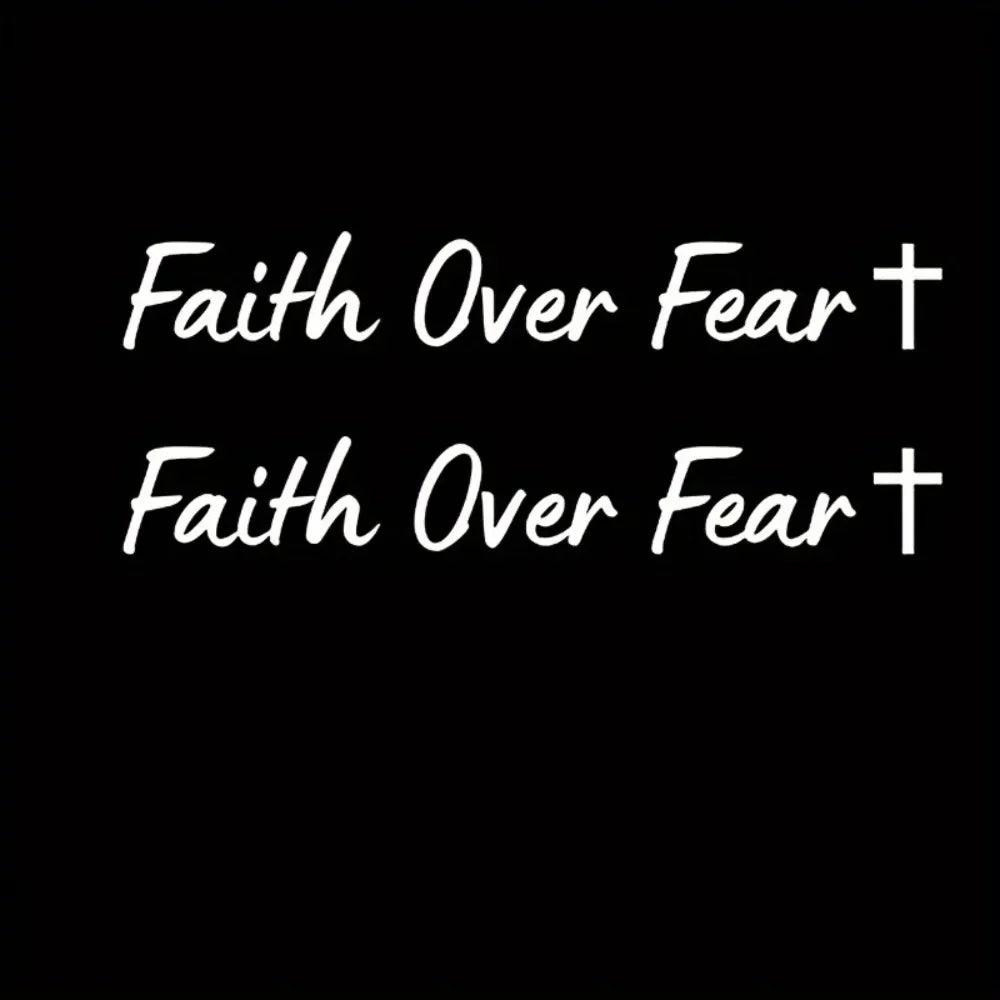 2PCS Faith Over Fear Car Stickers Waterproof for Rearview Mirror Windows Decor Durable Vinyl Decals Motorcycle Accessories