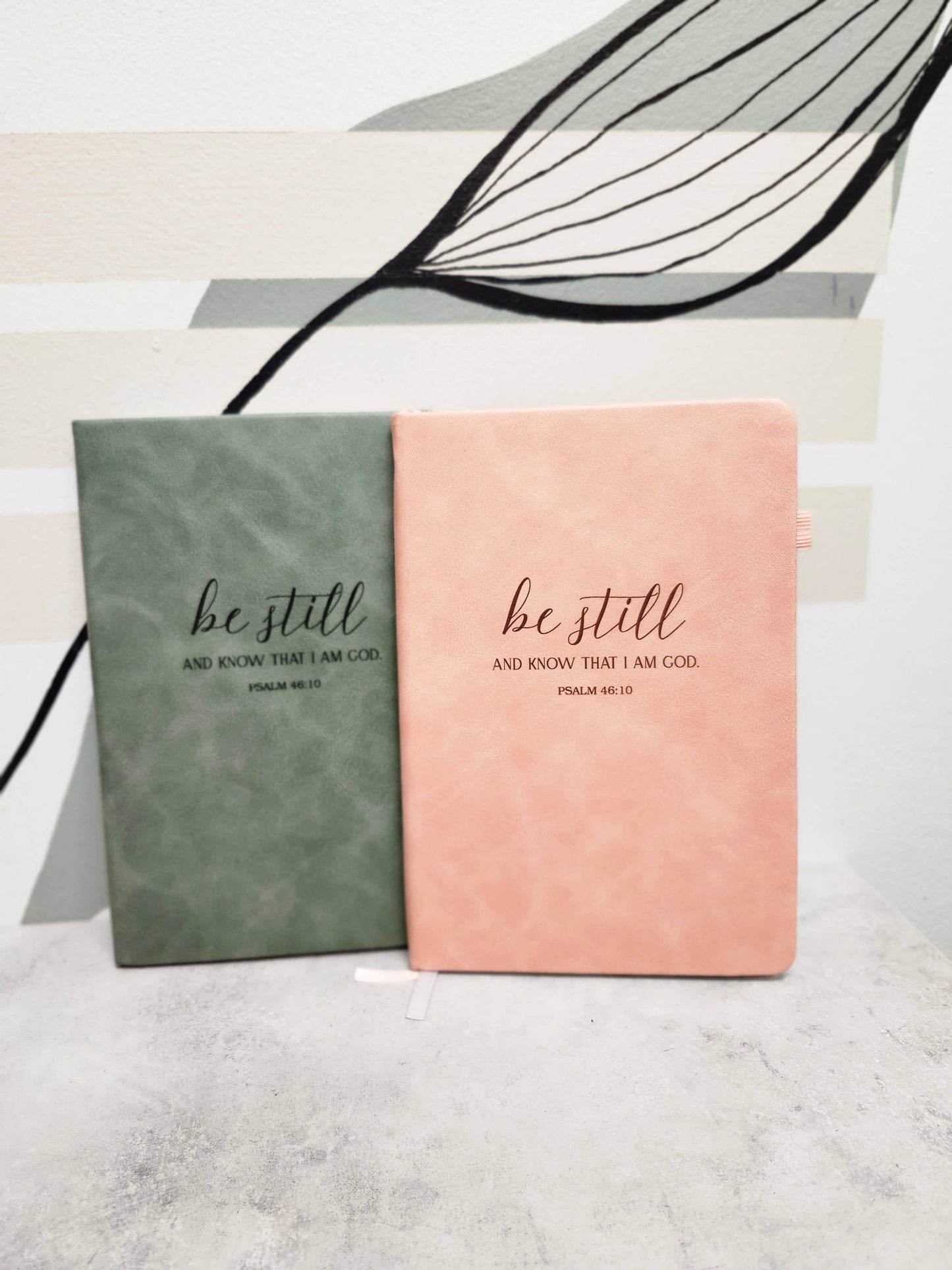 Engraved Leather Christian Journal: Be still and know (Soft Pink)