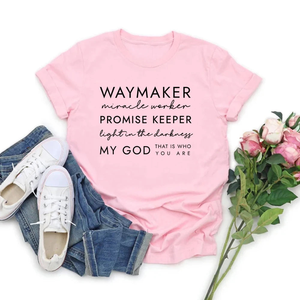 Waymaker T Shirt Christian Tee Faith Top Religious Jesus Tshirt Women's Short Sleeve Graphic T Shirts Casual Bible Verse Clothes