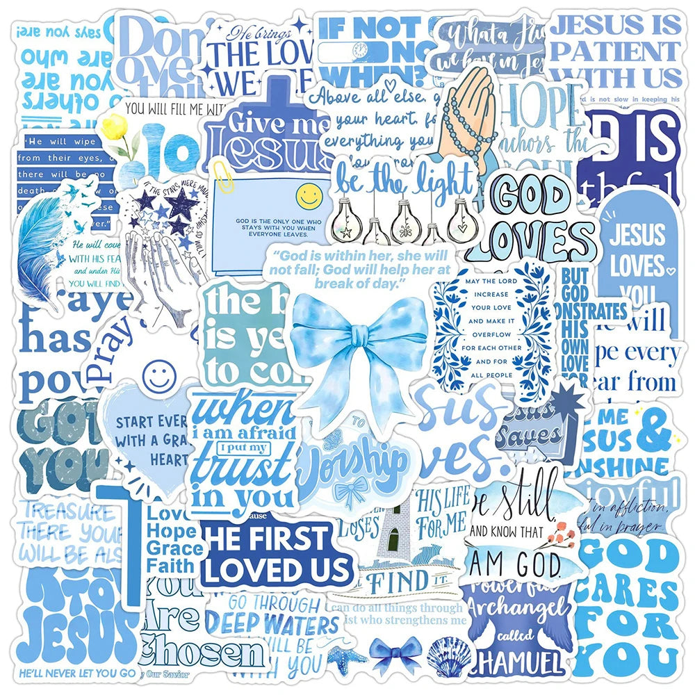10/30/50pcs Jesus Phrase Graffiti Stickers Bible Faith Cross Words Decals Waterproof DIY Water Bottles Laptop Phone Stationery