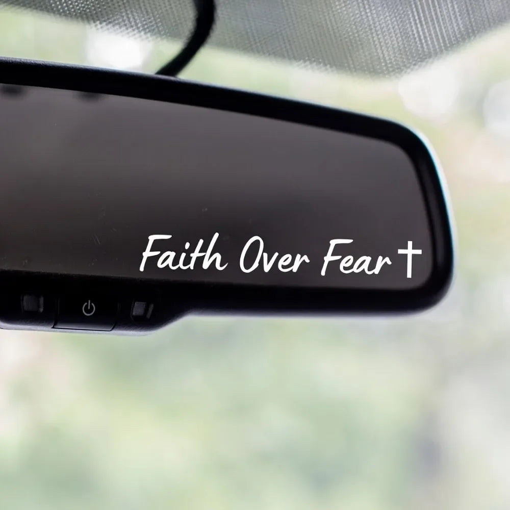 2PCS Faith Over Fear Car Stickers Waterproof for Rearview Mirror Windows Decor Durable Vinyl Decals Motorcycle Accessories