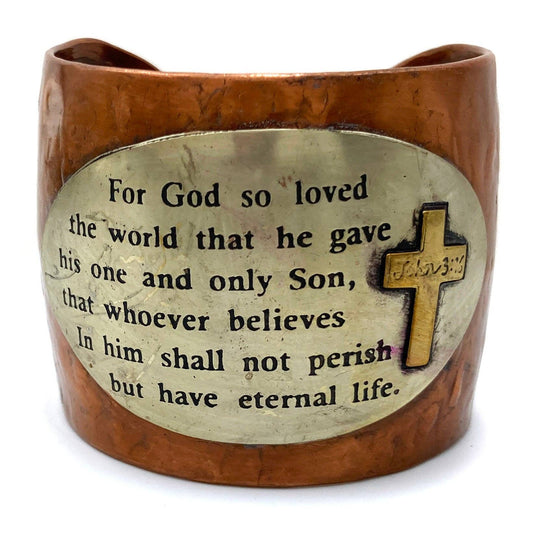 Engraved John 3:16 Cross Large Western Bible Prayer Cuff