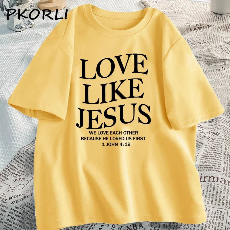Love Like Jesus Christian Tshirts Faith Based Religious T-shirt Casual Short Sleeve Woman Clothes Streetwear O Neck Clothing