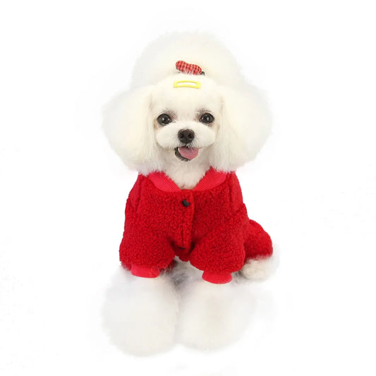 Pet Halloween Costumes Maltese Thickened Fleece Winter Dog Stuff Puppy Warm-Up Hoodies with Snap Fasteners