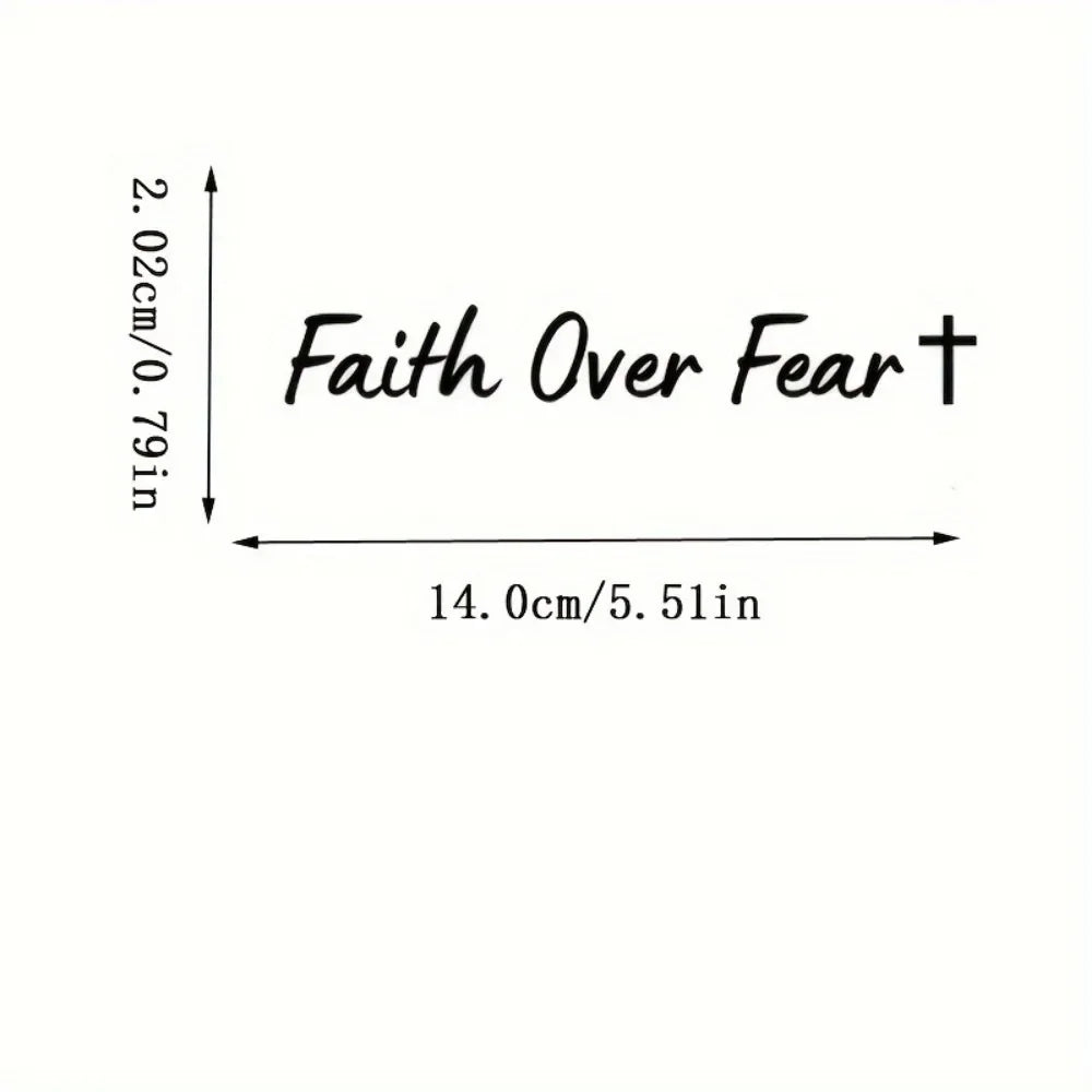 2PCS Faith Over Fear Car Stickers Waterproof for Rearview Mirror Windows Decor Durable Vinyl Decals Motorcycle Accessories