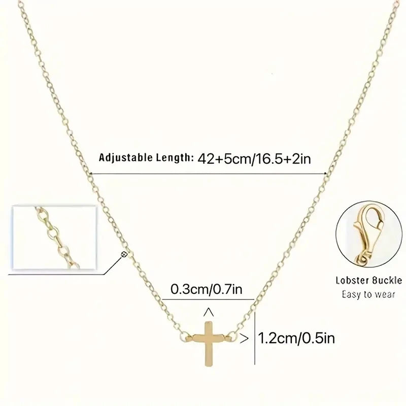 A Cross Pendant necklace 14K gold plated stylish simple cross pendant necklace Faith suitable for everyday gift women necklace