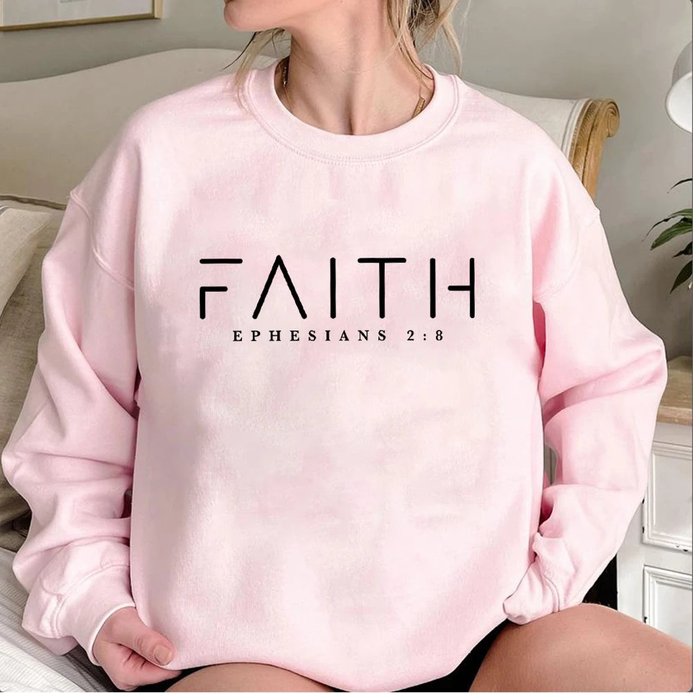 Trendy Faith Sweatshirt Bible Verse Shirt Christian Clothing Women Streetwear Sweater Hoodie Aesthetic Clothes
