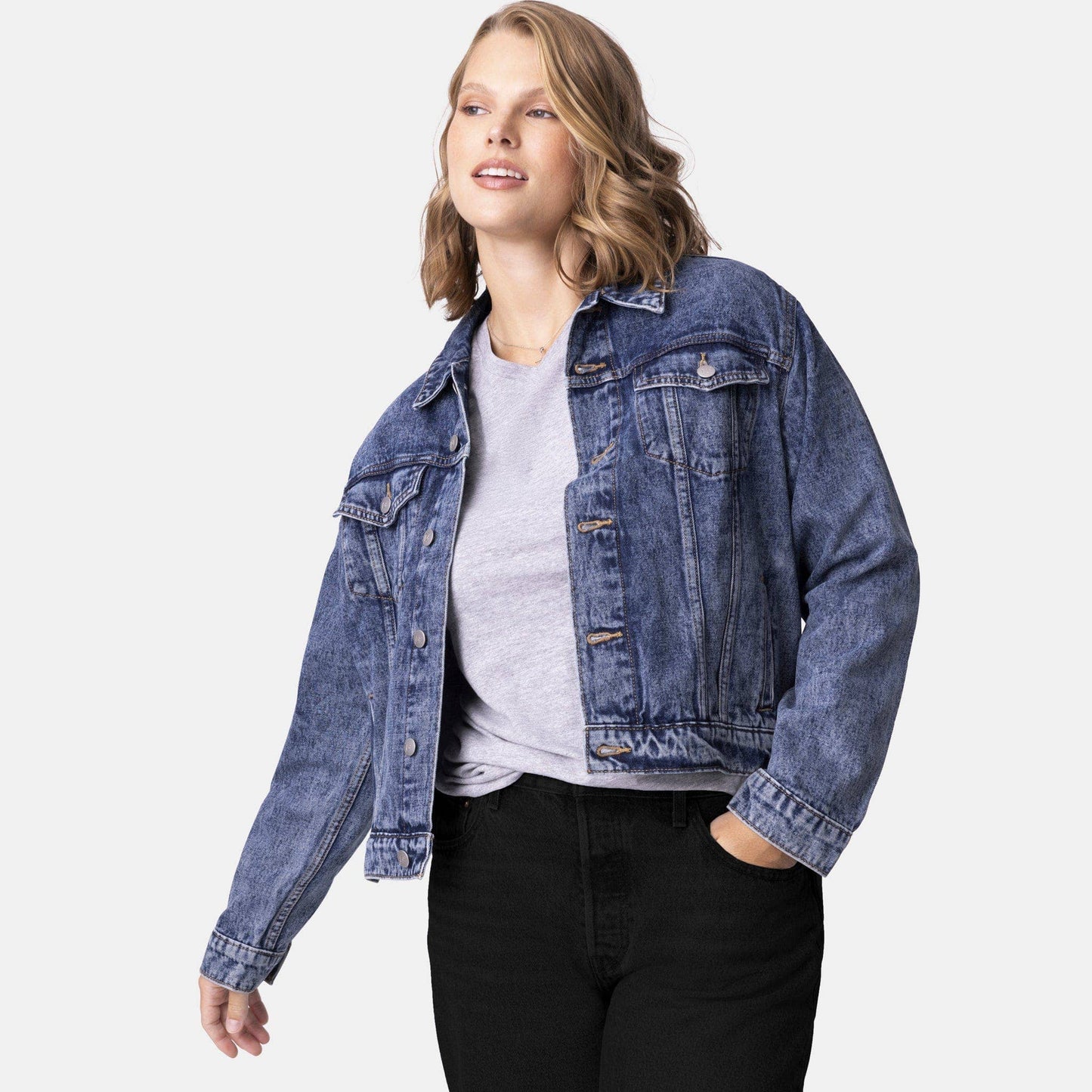 Vintage Washed Faith Over Fear Denim Jacket