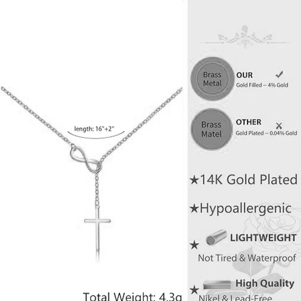 MEDFOLY Cross Pendant Necklaces for Women Dainty 14K Silver Plated Easter Waterproof Necklace Simple Christian Faith Jewelry