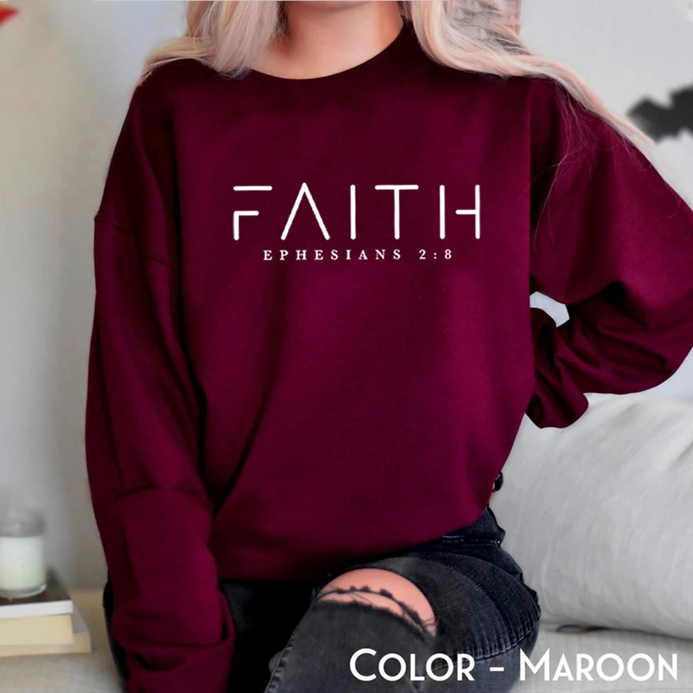Trendy Faith Sweatshirt Bible Verse Shirt Christian Clothing Women Streetwear Sweater Hoodie Aesthetic Clothes