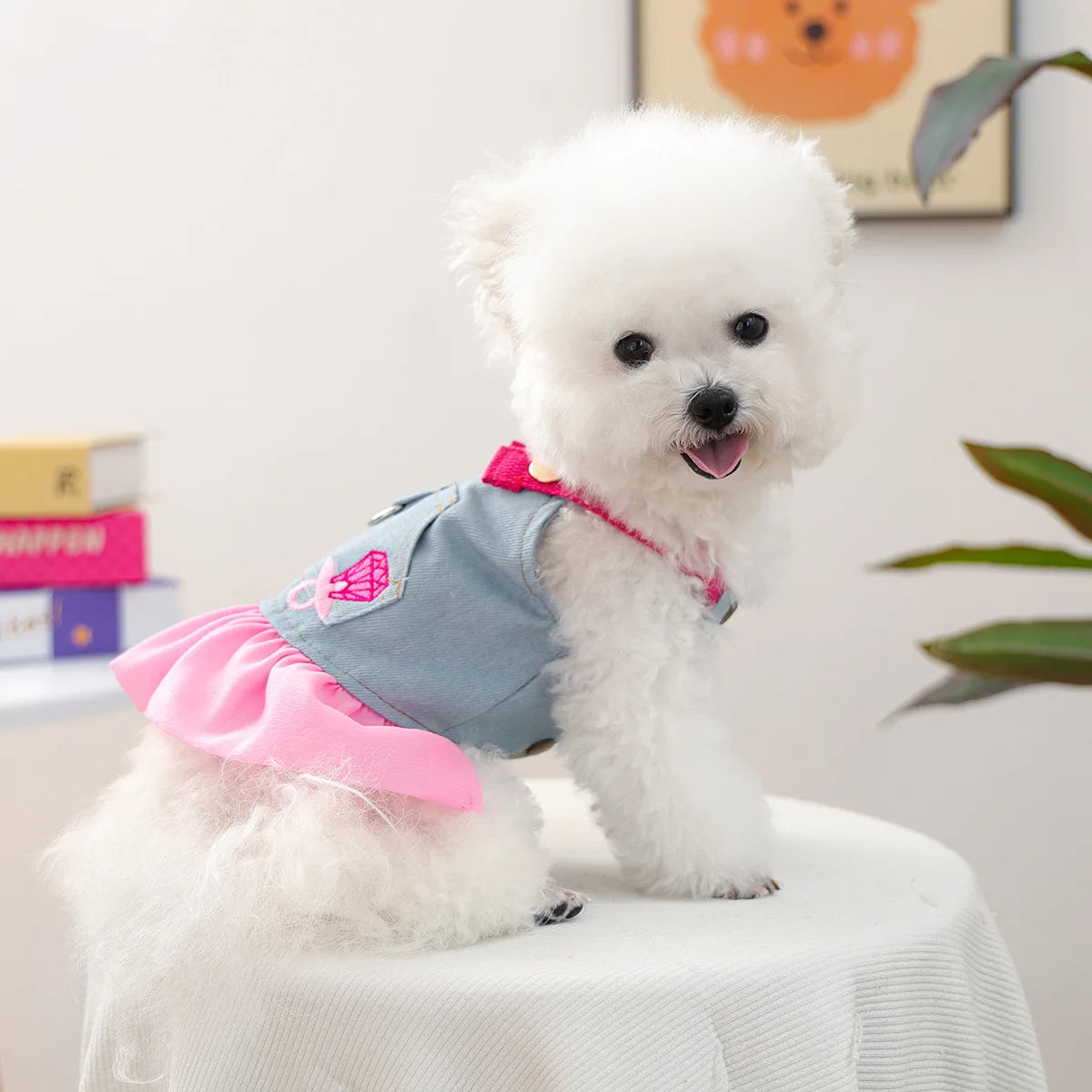Pink Skirt For Dog Chihuahua Clothes Denim Vest Jumper Girl Female Pet Puppy Animal Autumn Outfit Harness Stuff Yorkshire Wear