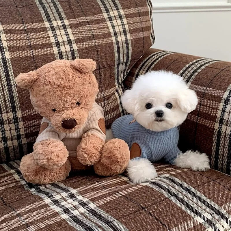 Dog Knitted Bottoming Shirt Winter Pet Clothing Teddy Bear Warm Vest Soft Two-Piece Pullover for Puppies Dog Stuff