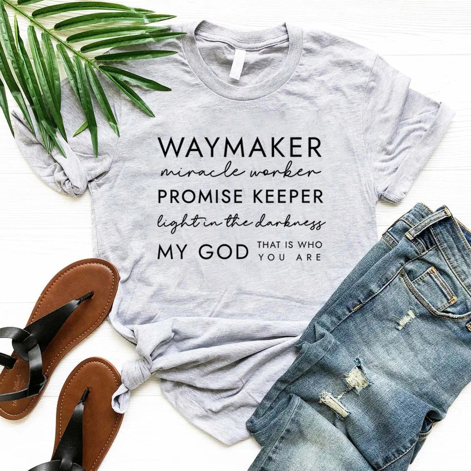 Waymaker T Shirt Christian Tee Faith Top Religious Jesus Tshirt Women's Short Sleeve Graphic T Shirts Casual Bible Verse Clothes