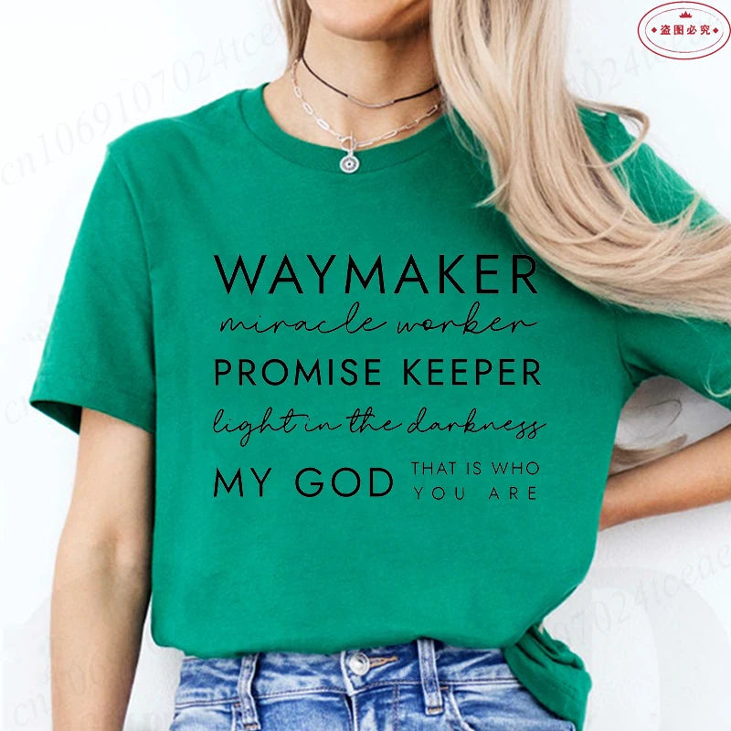 Christian T-shirts Waymaker Clothes Religious Gifts Women Crewneck Tshirts Faith Clothes Christian Bible Verse Pullover Tees Top