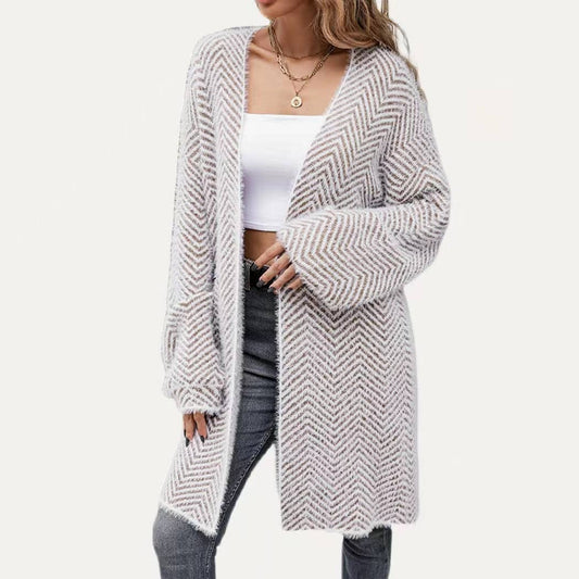 Creating Cozy Striped Open Front Open Front Cardigan Sweater